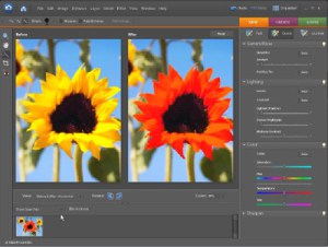 Voorbeeldscherm van hoe Photoshop Elements eruit ziet